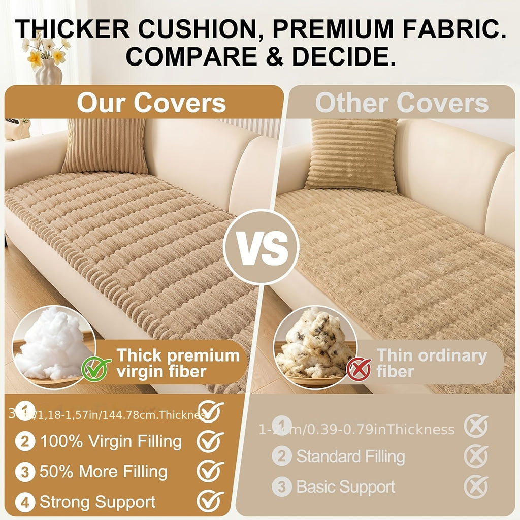 1pc Soft Quilted Thick Sofa Cushion, Bohemian Style Removable Machine Washable Sofa Protector, All Season Pet Friendly 1/2/3/4 Seater Split Sofa Cover - product image 16