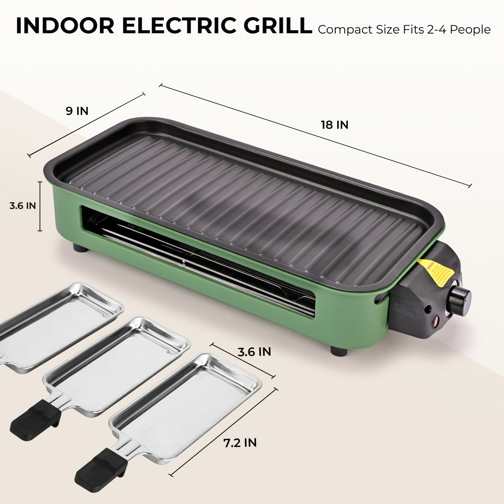 Indoor Electric Smokeless Grill 1500W – Raclette Table Grill with 3 Mini Pans, 16x9" Non-Stick Detachable Plate, Dishwasher Safe, Portable for Home Kitchen - product image 4