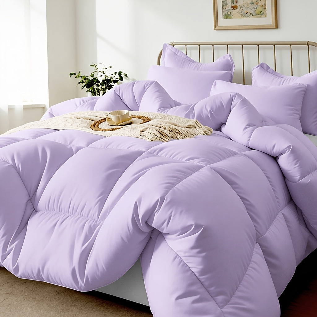 3 pcs Solid-color Diamond-quilted Comforter Set, Easy Clean, Fabric Soft Breathable, Includes 1 Comforter, 1/2 Pillow Shams, Fits All Bed Sizes Matches Various - product image
