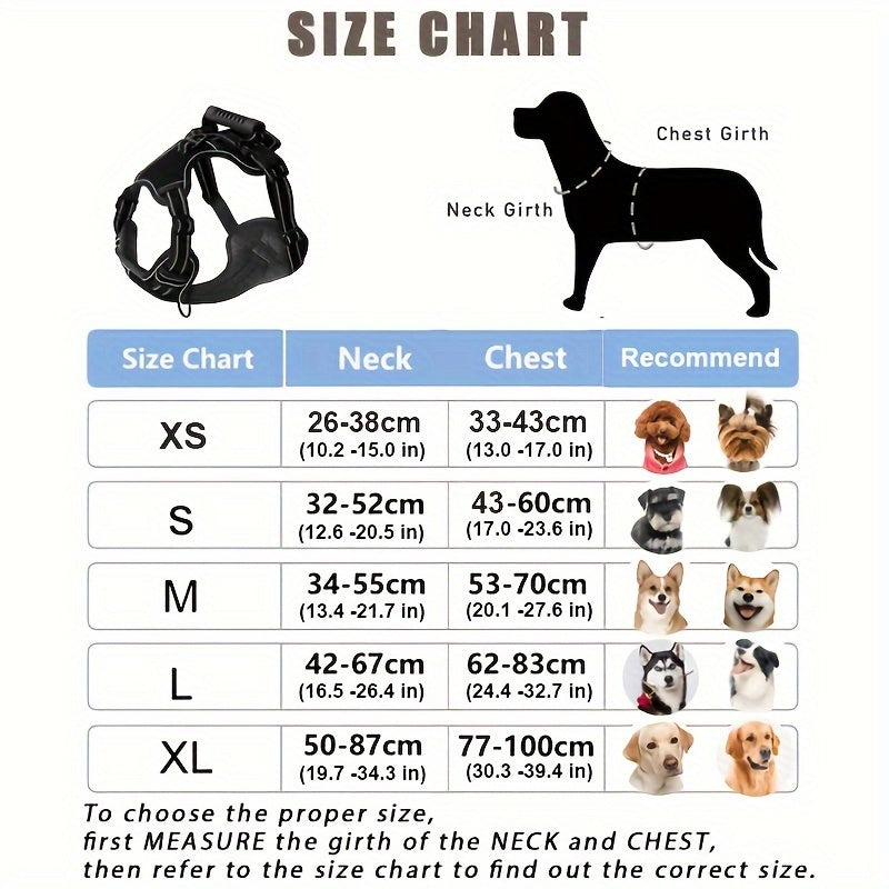 Dog Harness and Leash Set No-Pull Reflective Adjustable Oxford Vest with 2 Leash Clips Hassle-free Control Handle for Small Medium Large Dogs XS-XL 5 Colors - product image 4