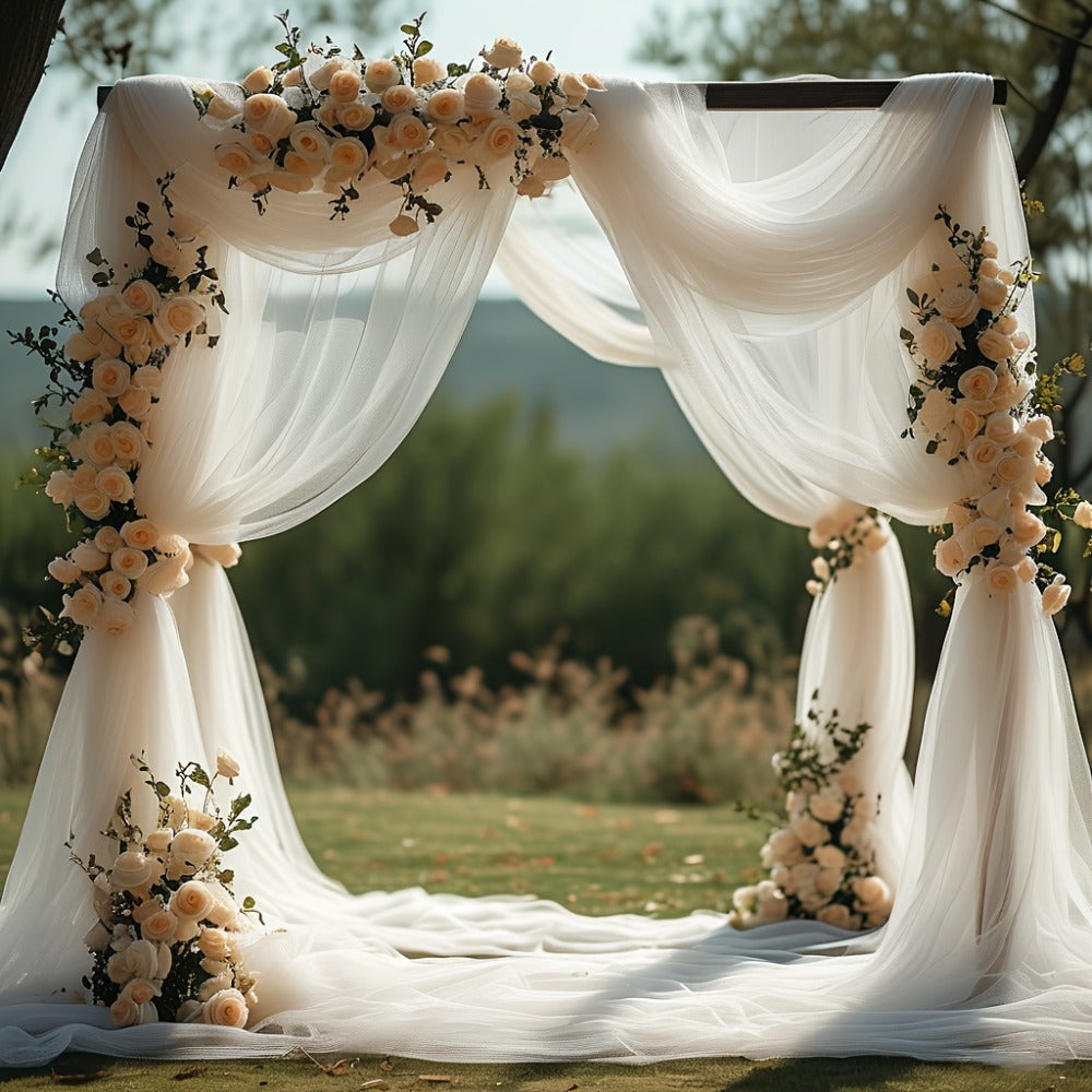 Chiffon Draping Fabric for Wedding Arch 32.8Ft | Sheer Backdrop Curtain for Ceremony, Reception & Bridal Shower Decor, Lightweight Nylon Drape for Party Arch, Birthday & Event Back - product image 4