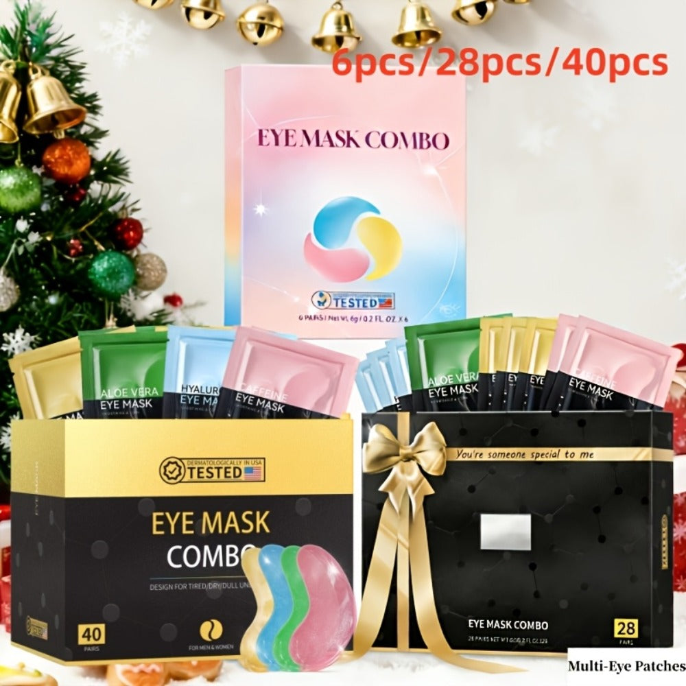 Collagen Eye Mask Patches 40 Pairs – Caffeine & Aloe Vera Under Eye Patches 4 Types Eye SPA Multi-Color Depuff Dark Circle Moisturizing Daily Eye Care Gift Set for Women - product image