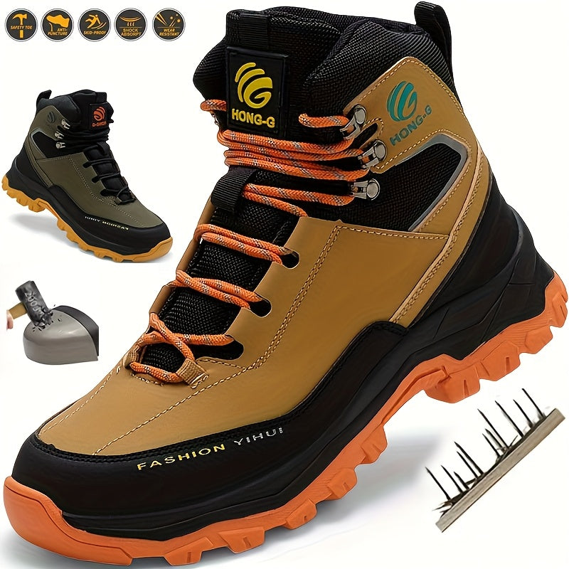 Men's Work Safety Boots - High Top Design, Steel Toe Protection - Anti Smash, Anti Puncture, Anti Slip and Wear-resistant Rubber Sole - Suitable for - product image