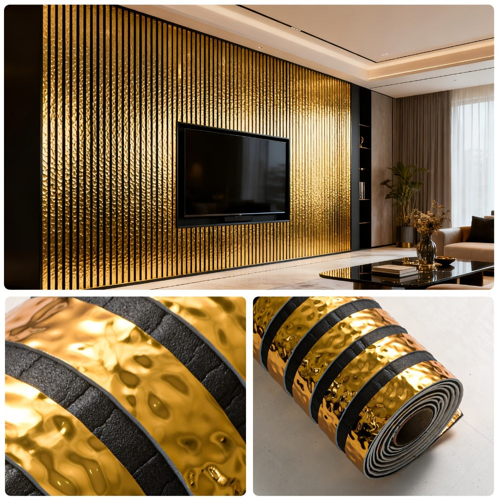 Luxury Mirror 3D Wallpaper Roll Self Adhesive Peel and Stick PVC Vinyl Film Grid Vertical Stripe Pattern for TV Wall Sofa Background Bedroom Living Room Decor Mirror Gold Silver Wa - product image 11
