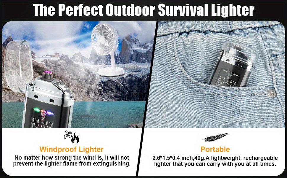 USB-C Rechargeable Plasma Lighter, Windproof Flameless Double Arc Electric Lighter with LED Battery Display, Transparent Portable Lighter for Candles, Camping - product image 16