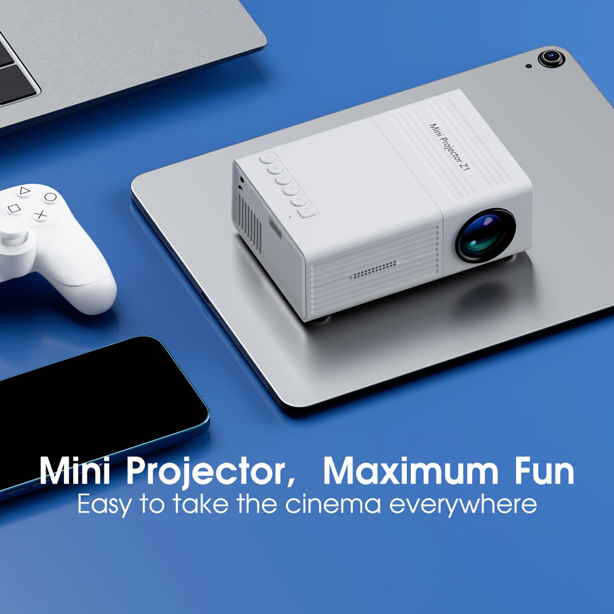 Portable Video Projector, Home Theater Projector, Mini Outdoor Projector, 1920*1080P Resolution, Supports Mobile Phone Projection, Suitable for IOS/TV Stick/USB/laptop and Other Devices
