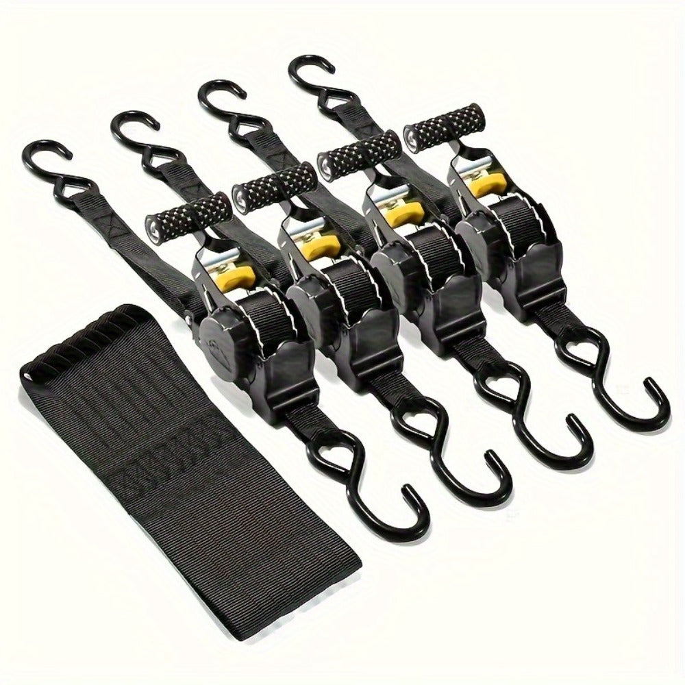 Self-Retracting Tie Down Straps 10 Feet Heavy Duty Ratchet Cargo Straps – Auto Retract for Truck Trailer Motorcycle Moving & Appliances, 1pc or 2pc Pack - product image 2