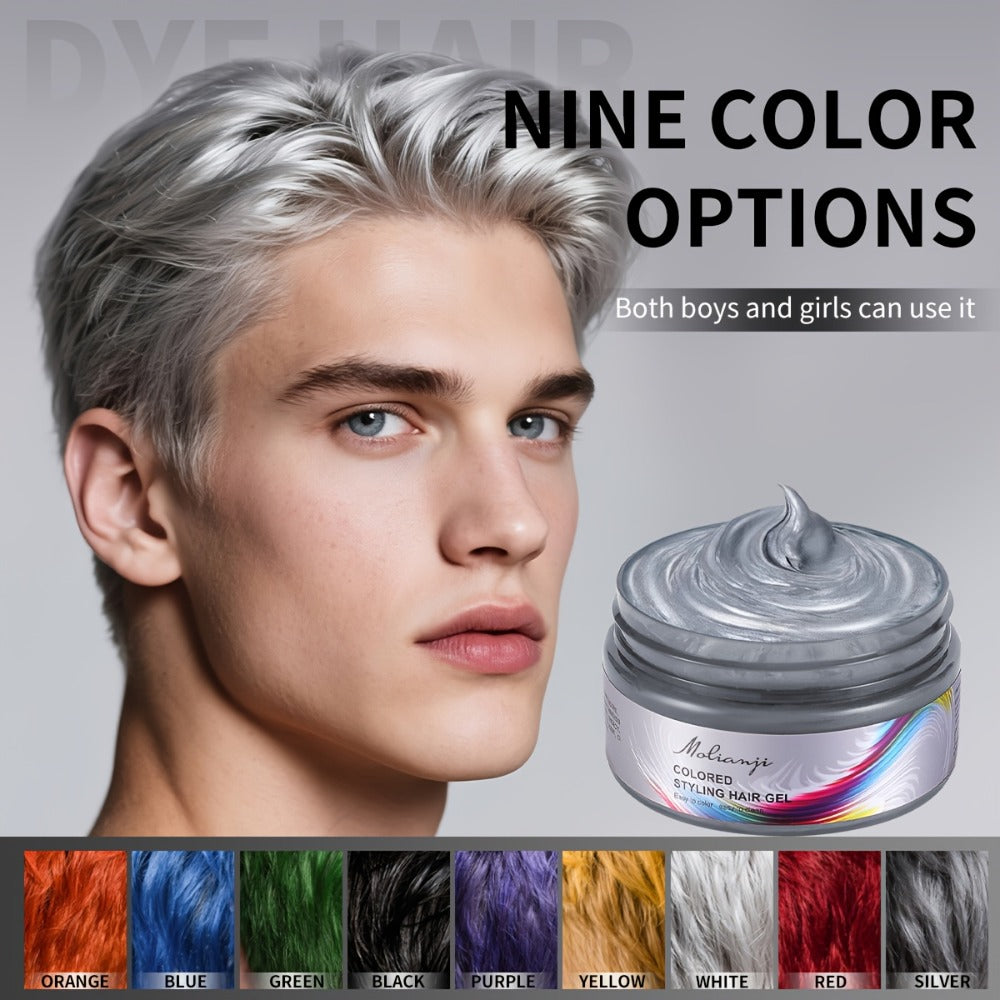 Hair Color Wax Temporary Hair Dye 3.53oz — 9 Vivid Shades, Easy Wash, Non-Damaging, Mixable Colors for Halloween Carnival Festival Cosplay Party - product image
