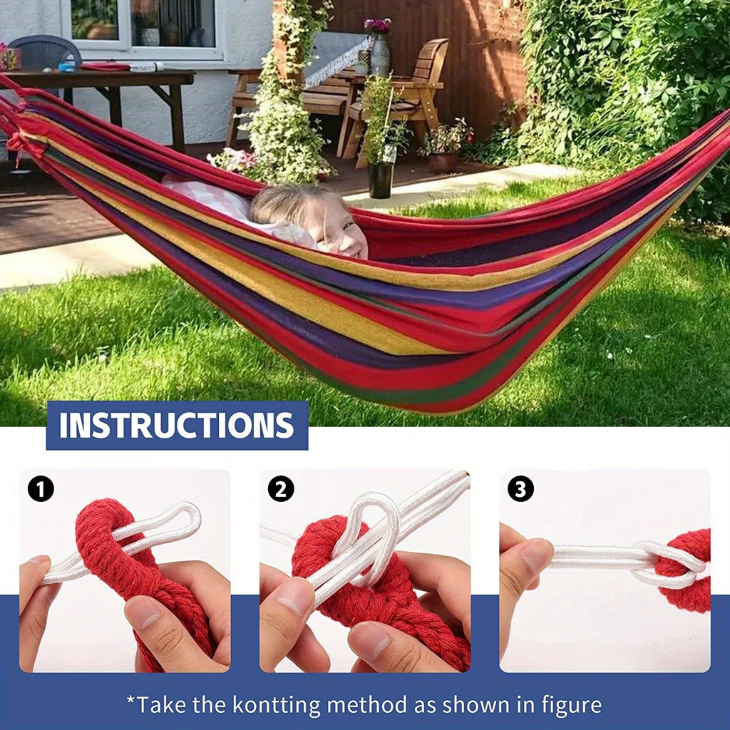 Camping Hammock Single Person Colorful Fabric Anti-Roll Design 330 lbs Capacity with Tree-Friendly Straps Carry-along Carrying Bag Outdoor Indoor Backyard - product image 15