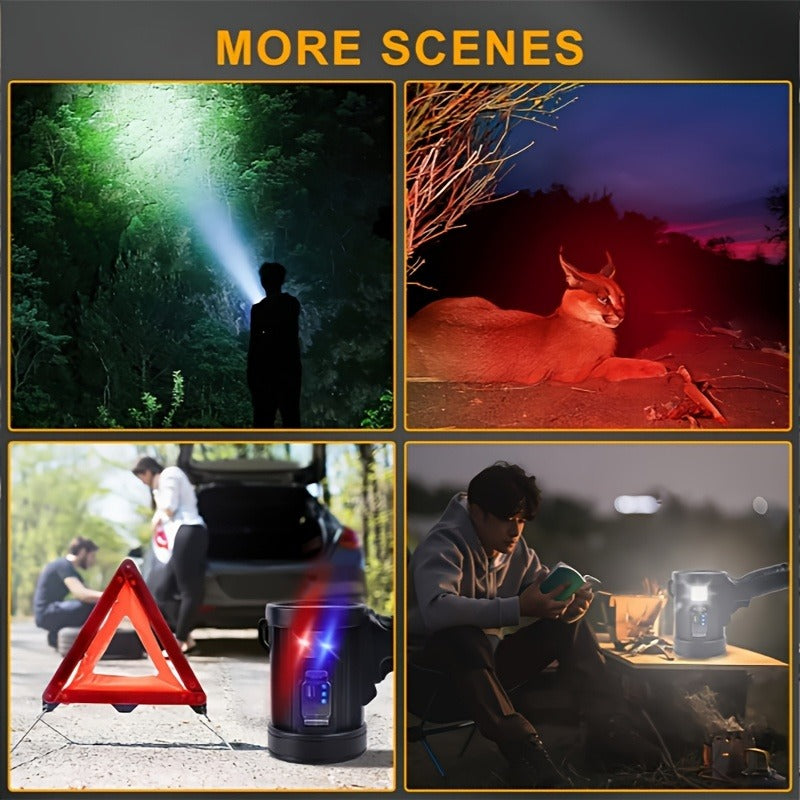Waterproof LED Flashlight 6 Modes 3 Color Filters Solar USB Rechargeable IPX4 Torch for Hunting Camping Boating Hiking Emergency for Patio & Backyard Use - product image 14