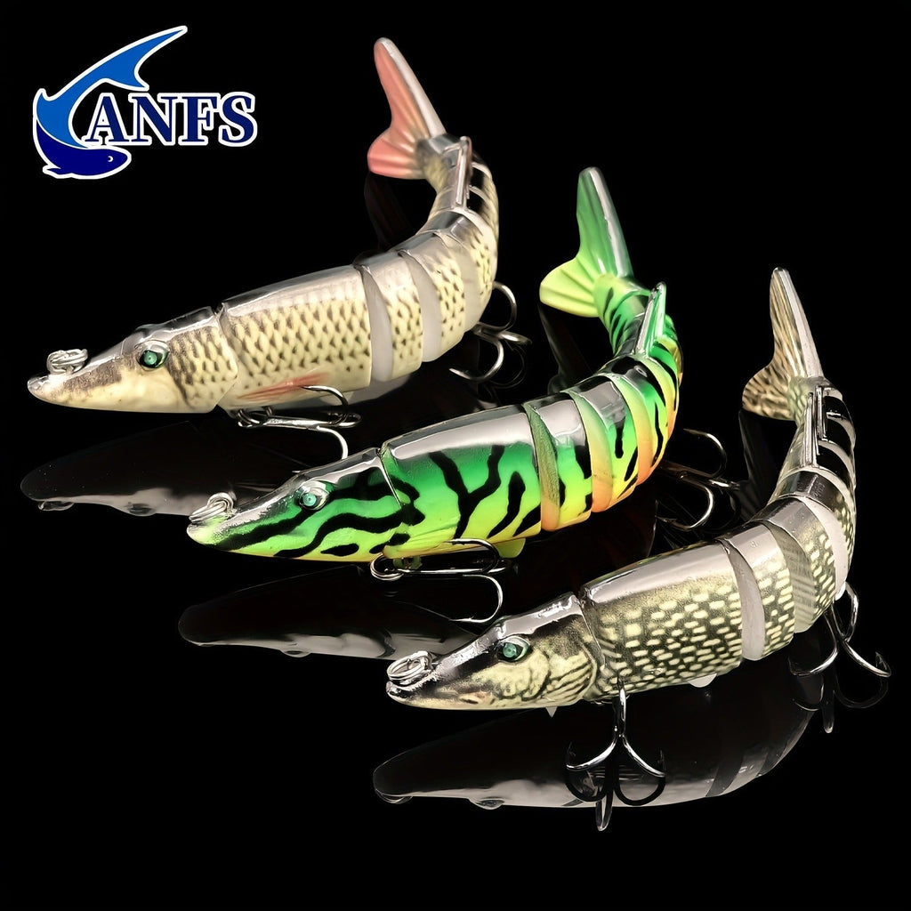 Slow Sinking Lifelike 3D Eyes ABS Body, Pearl Powder Coating, 8-Section Woven Fabric Jointed Lure Kit for Freshwater & Saltwater, 2 Models (FCP2P-392 / - product image 11