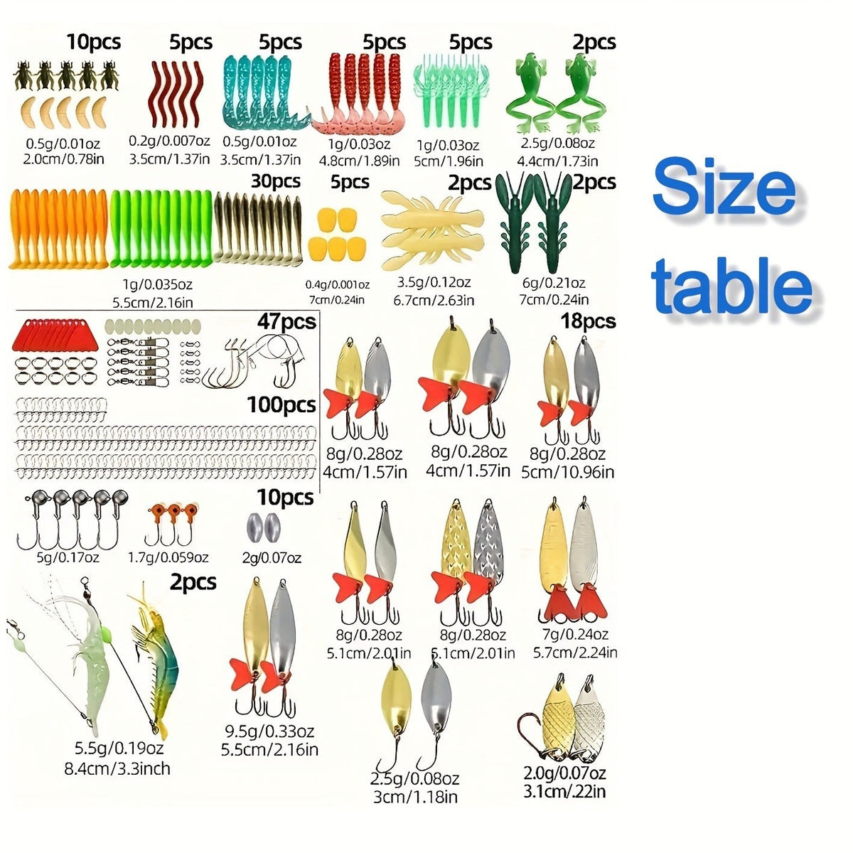Mixed Plastic & Metal Baits, Hooks, Swivels & Jig Hooks (361 pcs) – Fishing Lures Kit with Tackle Box - product image 13