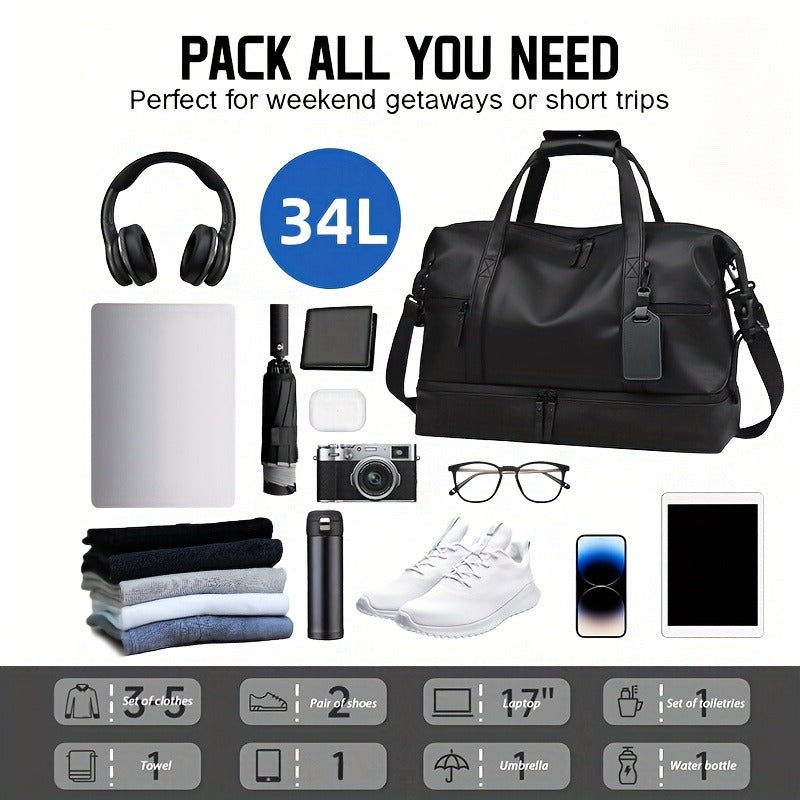 Lightweight Weekender Travel Bag for Workout, Daily Use, Carry-On & Overnight Trips, Available in Black, Blue & Gray – Gym Duffel Bag PU Collapsible Sports - product image 17