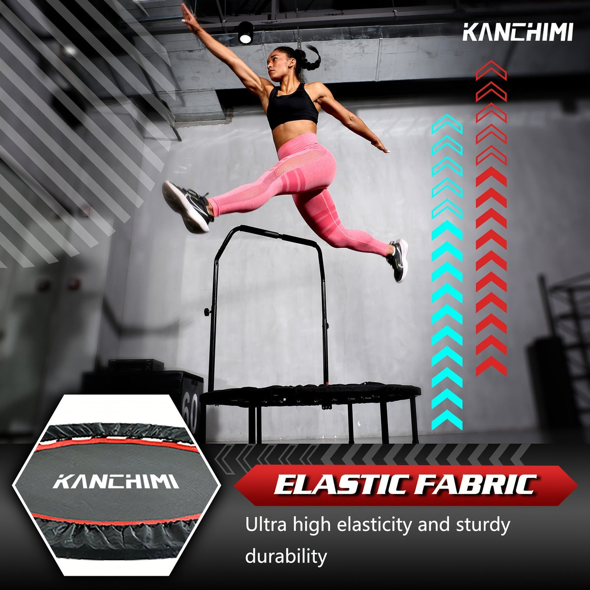 40" Foldable Mini Trampoline Rebounder for Adults & Family Indoor Fitness, Weight Loss & Cardio Workout | Small Jumping Bed for Home Gym