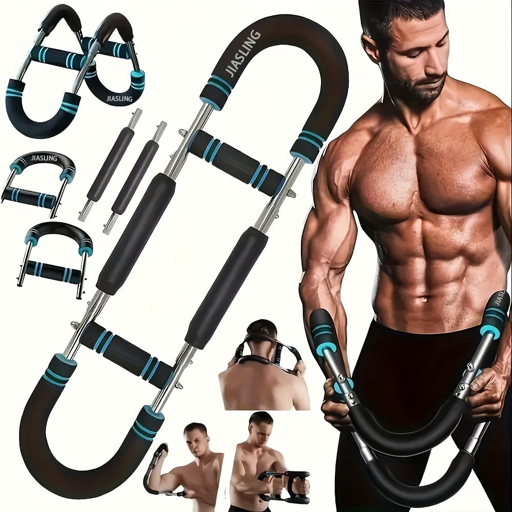 Arm Strength Trainer U-Shaped Spring Resistance Bar – Carry-along Home Gym Chest Expander & Forearm Strengthener with 2-Level Adjustable Resistance Bands - product image 16