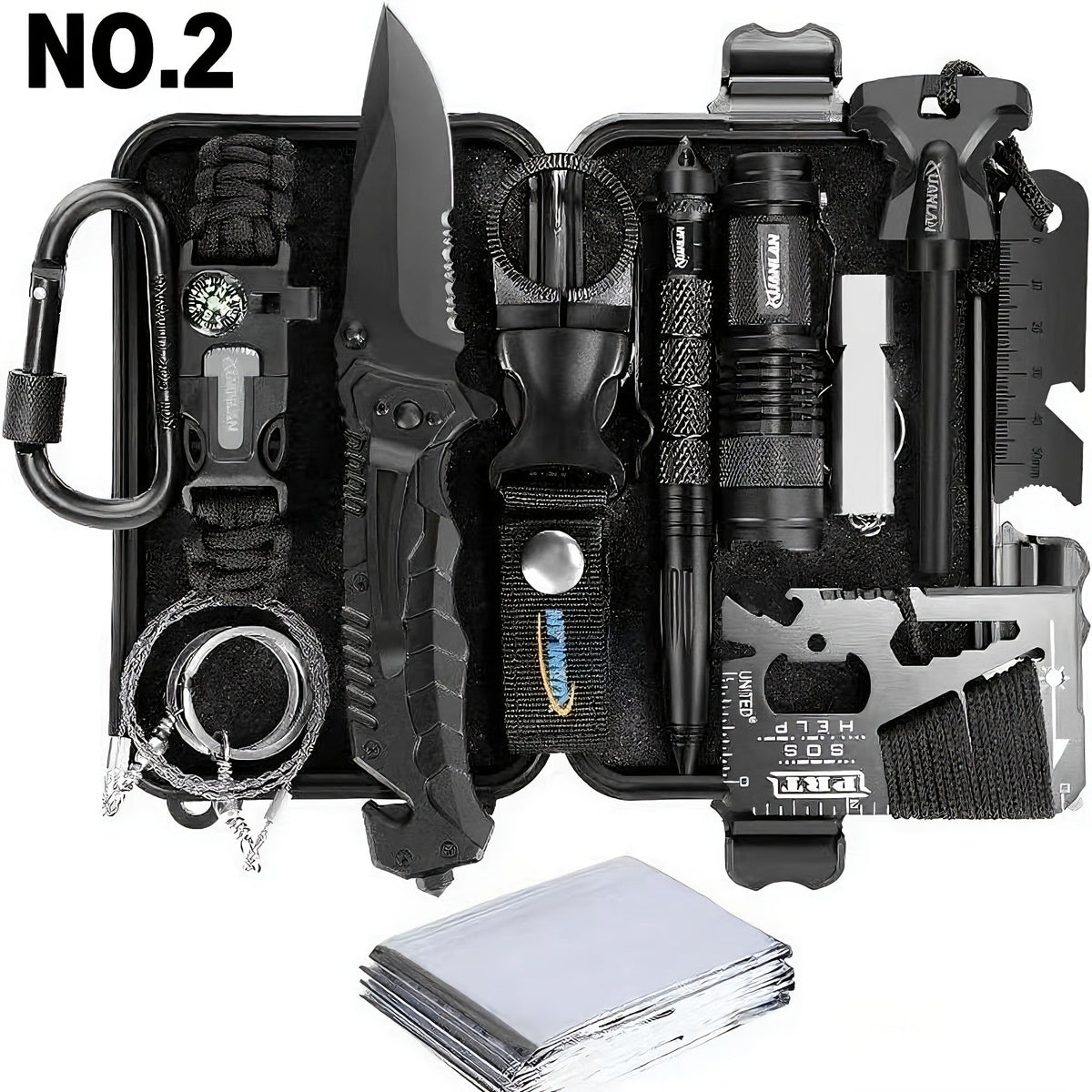 Tactical Survival Kit Multi-Tool Box | Emergency Outdoor Gear with Magnesium Fire Starter, Flint & First Aid Supplies for Camping, Hiking, Hunting & SOS - product image 12