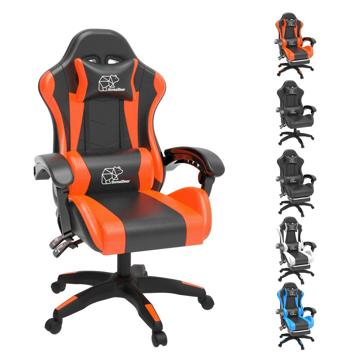 Ergonomic Reclining Computer Chair 360° Swivel Adjustable Height – Gaming Chair with Footrest & Lumbar Support