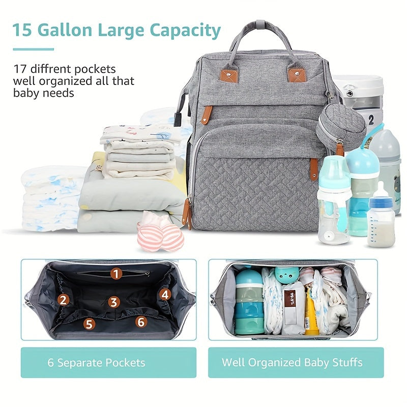 Diaper Bag Backpack, Diaper Bags, Shower Gifts, Multifunctional Diaper Backpack Large Capacity, (Heather Grey), Items, Necessitied - product image 3