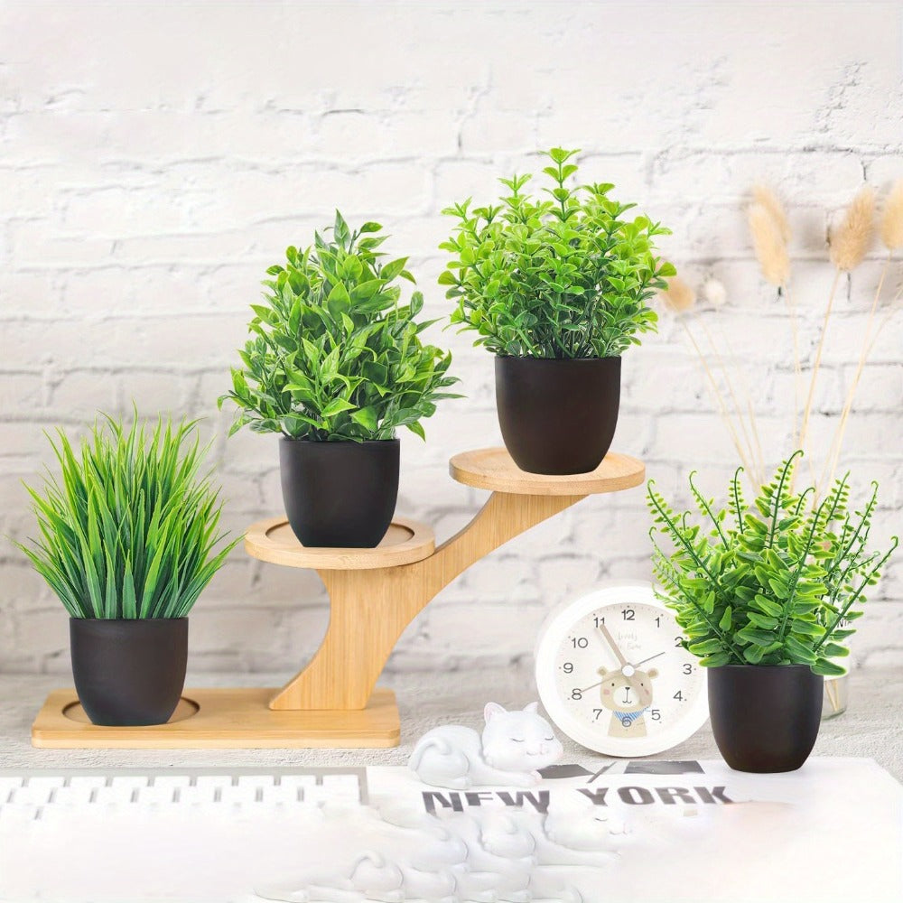 Artificial Plants 4 Pack Small Fake Plants in Black Pots for Bathroom Home Office Desktop Indoor Decor - Mini Faux Greenery Set for Shelf Table Desk - product image 2