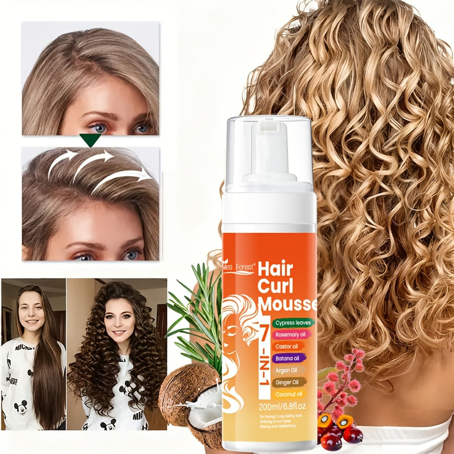Curl Defining Hair Foam Mousse 200ml Moisturizing Smoothing Styling for Natural Fluffy Elastic Curls | Frizz Control for Wavy Coily Hair | Men & Women 6.76oz - product image 11