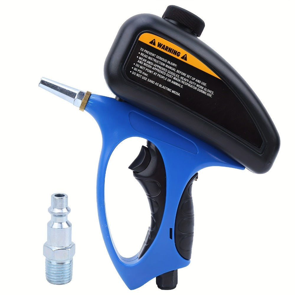 Sandblaster Gun for Air Compressor Pneumatic Abrasive Blasting – 90 PSI Max, 500ml Tank, Small Nozzle, for Metal Rust Removal, Glass Etching, Polishing & Auto Repair – Blue, Red &  - product image 15
