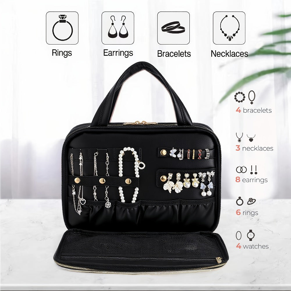 Hanging Travel Toiletry Bag Large Capacity for Full-Size Products Waterproof Cosmetic Organizer with Hook — Bathroom Makeup Travel Bag for Women Pink Beige Black - product image 7