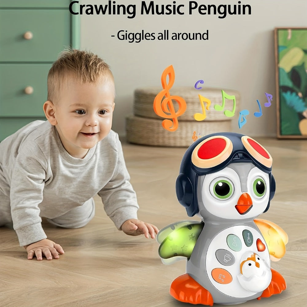 Interactive Tummy Time Learning Toy for Infants 6-12 Months, Sensory Light Up Dancing Penguin, Perfect Easter Basket Stuffer & Baby Gift | Baby Crawling Penguin Musical Toy with Music, Lights & Movement