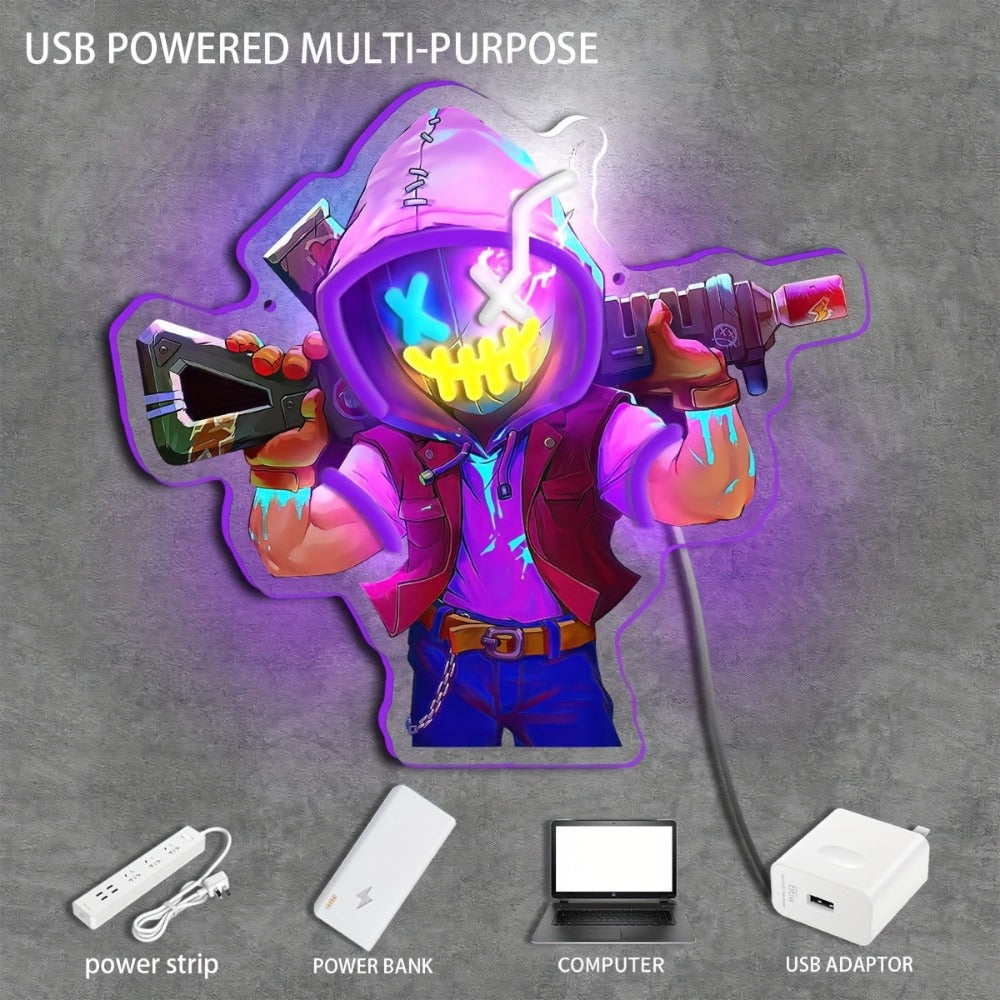 Neon Marksman LED Wall Art - UV Printed USB Powered Sniper Shooter Neon Sign for Game Room, Bar, Man Cave & Bedroom Wall Decor (Colorful / Yellow Sharpshooter) - product image 2