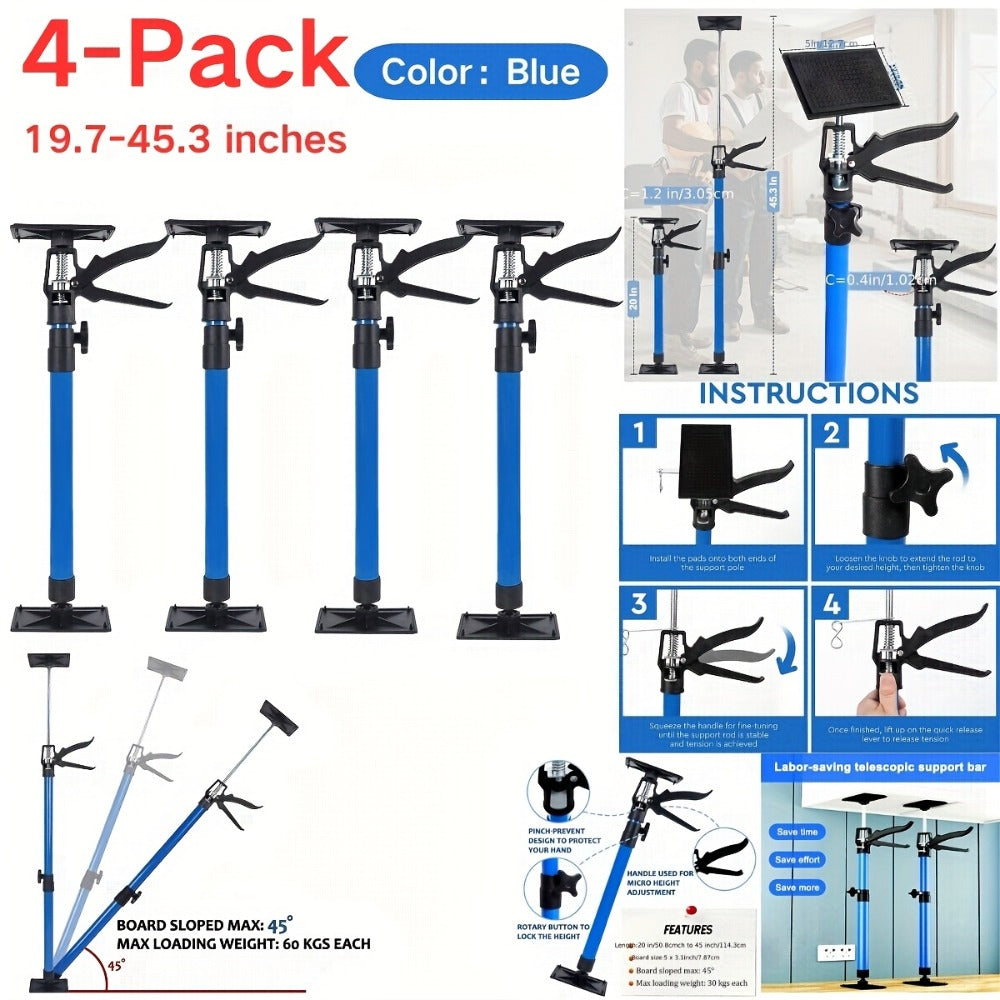Adjustable Steel Support Rods for Drywall & Cabinet Installation, Extendable Construction Support Poles 19.7"-45.3" / 45"-114", Manual Lifting Tool Height Adjuster for Home Renovat - product image 6