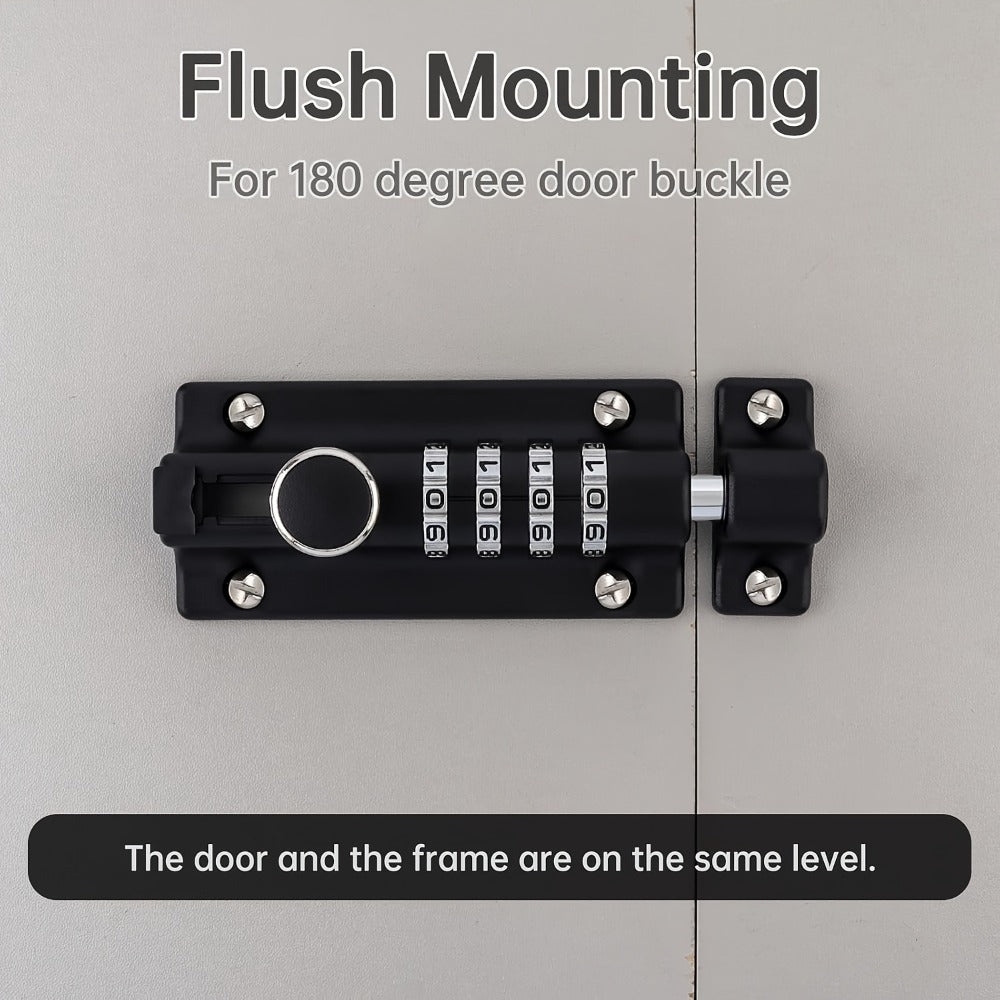 Combination Bolt Lock 4-Digit Heavy Duty Zinc Alloy Sliding Security Lock – Keyless Door Bolt with Screwdriver Set for Shed Gate Fence & Outdoor Doors, Black - product image 10