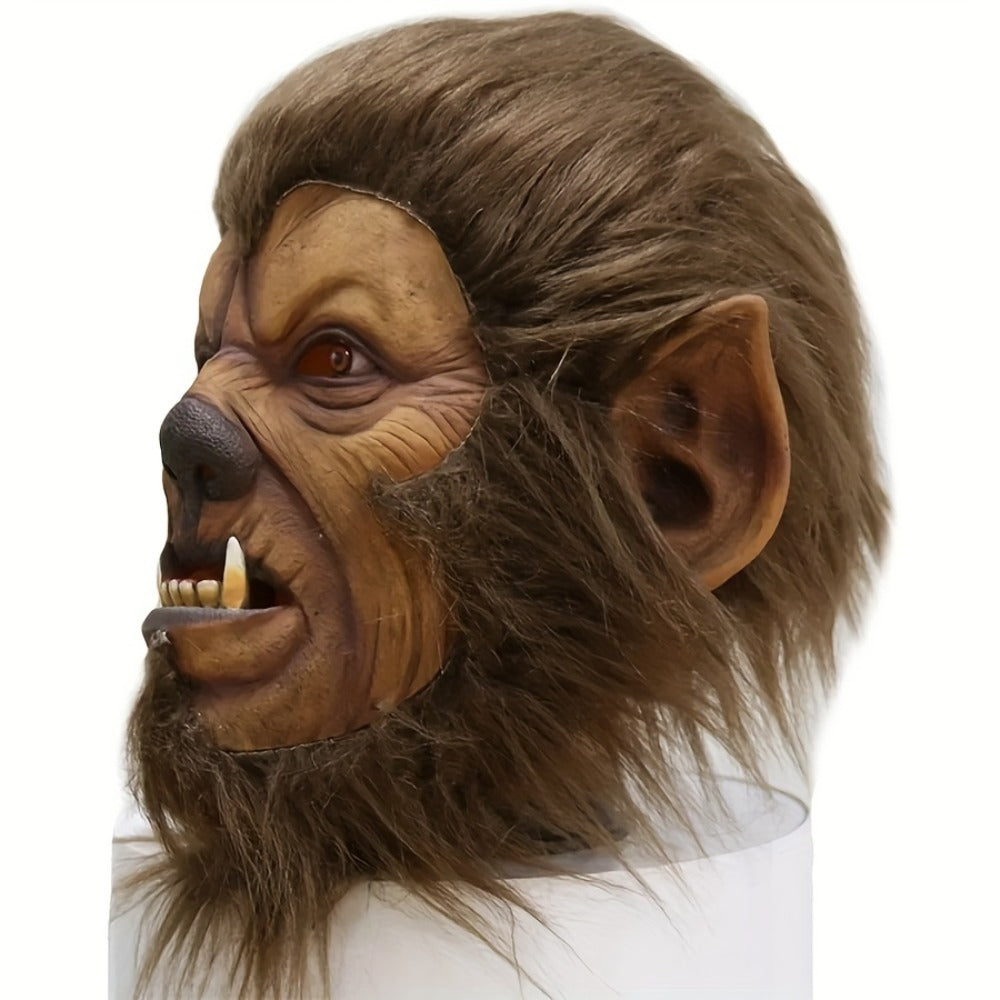 Natural Latex Full Face Halloween Costume Mask for Themed Party Cosplay Masquerade Ball Scary Dress Up, Cool Dashing Design Hand Washable | Hairy Beast Latex - product image 4