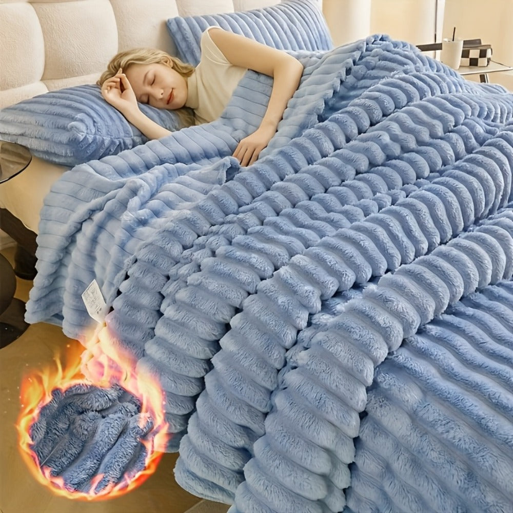 Reversible Faux Rabbit Hair Blanket – Thickened Soft Thermal Throw for Bed, Nap, Office & Camping, All Season, 4 Colors, 5 Sizes - product image 6