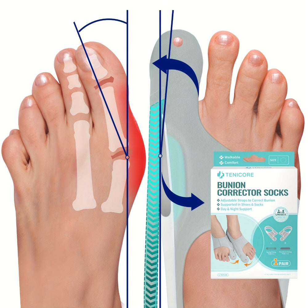 Bunion Corrector Sleeves 2-Pack – 4-Point Fixation Big Toe Separator, Adjustable Day & Night Hammer Toe Straightener for Men & Women - product image