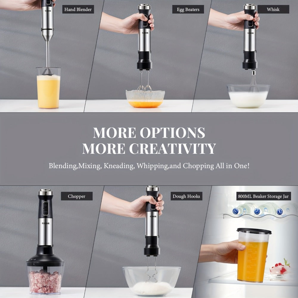 Immersion Blender Handheld 6-in-1 & 7-in-1 1000W 20-Speed Turbo – Titanium Blades BPA-Free with Dough Hooks Egg Beater Whisk Beaker & Chopper | Scratch-Resistant Hand Blender Kitch - product image 2