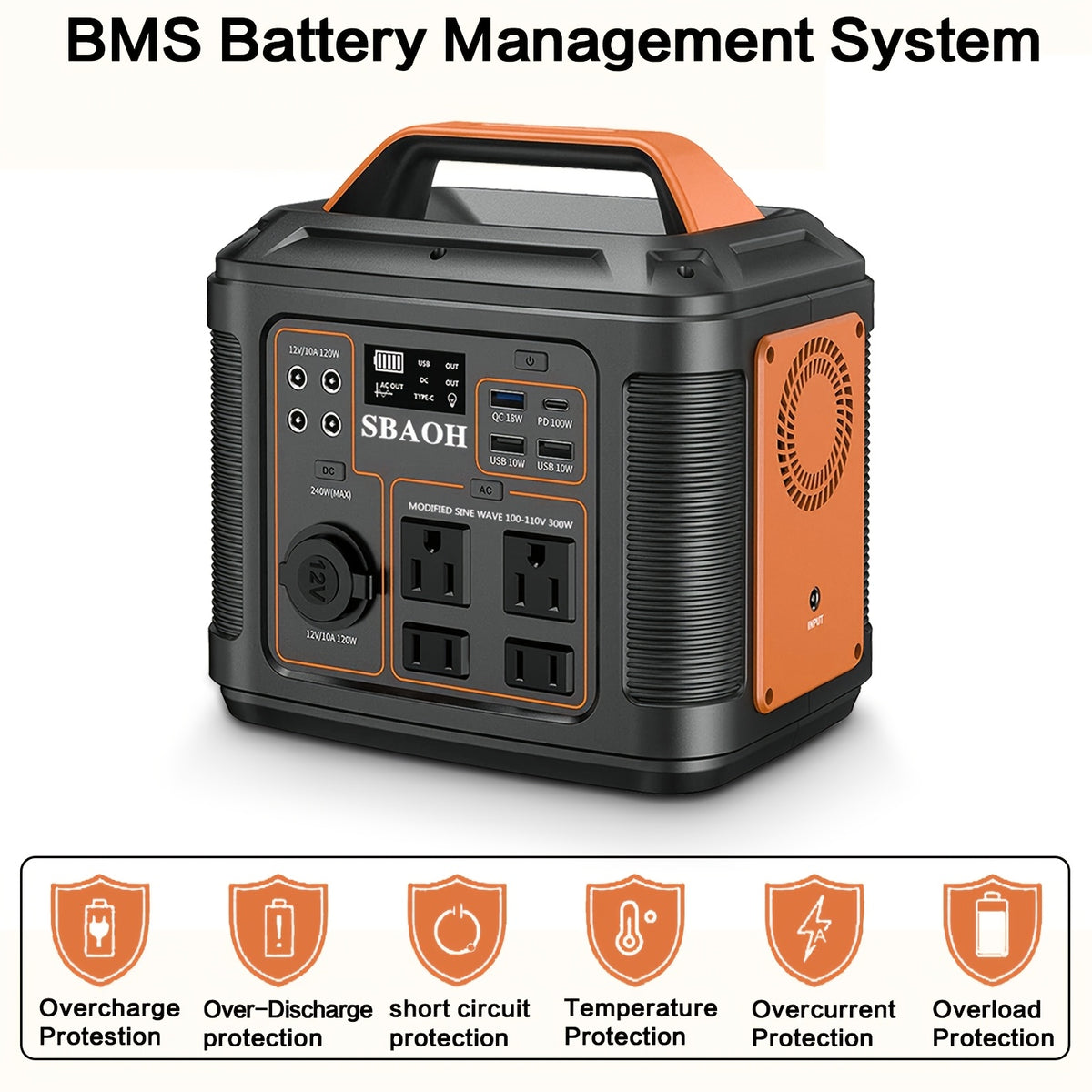 Portable Power Station 296Wh 80000mAh Solar Generator W/ 100W PD Fast Charging, 13 Outlets, Digital Display, Lithium-ion Battery for Outdoor Solar Lights - product image 5