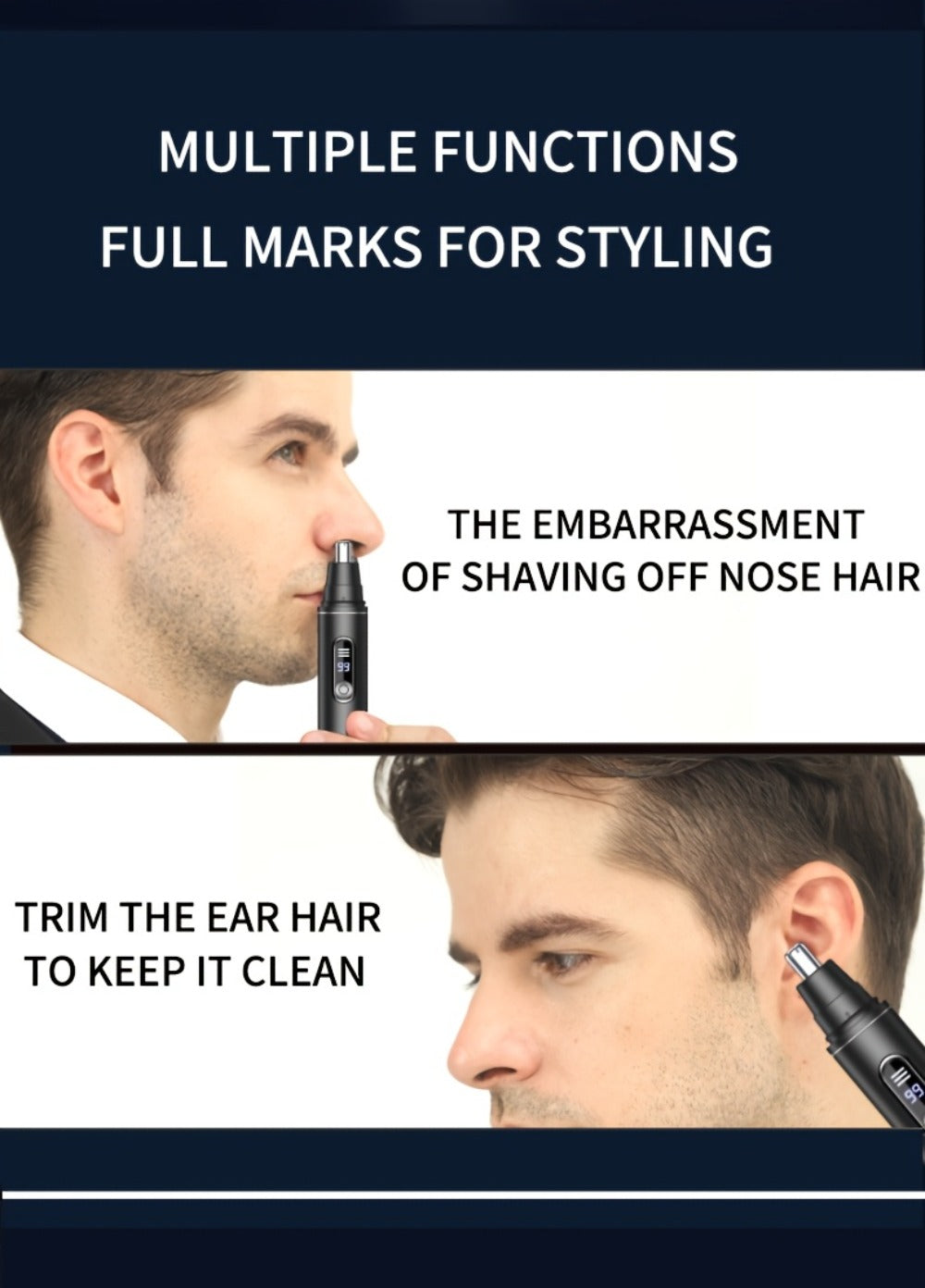 Electric Nose Trimmer with LED Display – USB Rechargeable Painless Facial Hair Removal Device for Men & Women, Nose Ear & Eyebrow Trimmer, Upgraded Grooming Tool, Ideal Gift - product image 12