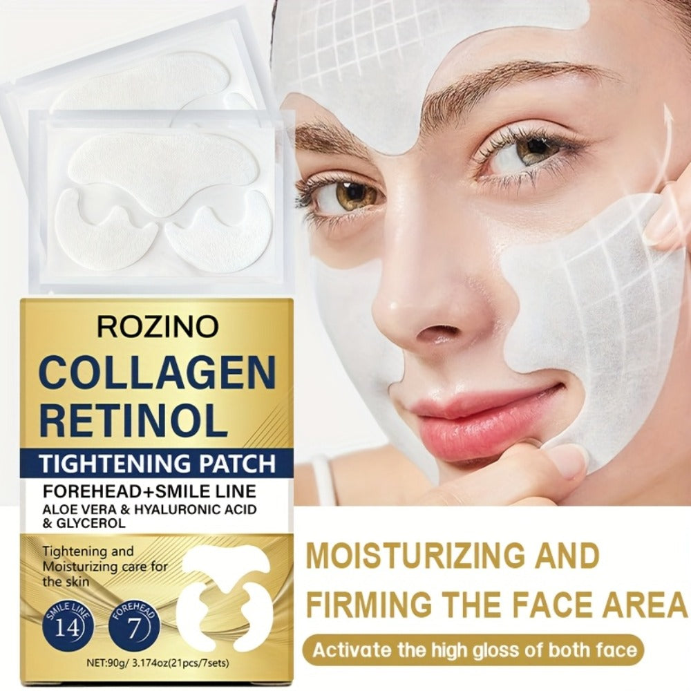 Anti-Wrinkle Face Patches 21pcs with Collagen Retinol Hyaluronic Acid & Aloe Vera — Forehead Smile Line Nasolabial Fold Overnight Skin Smoothing Treatment Kit - product image 4