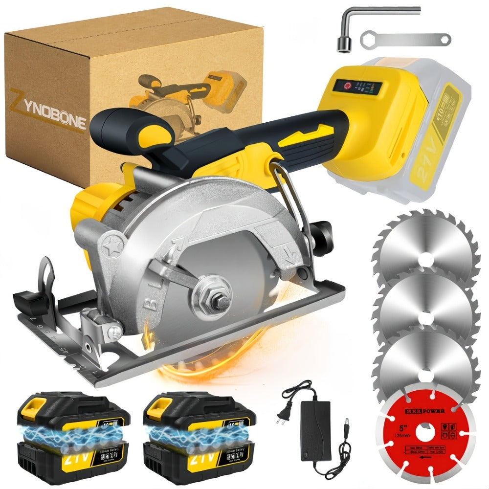 Brushless Circular Saw Kit 5-Inch 6900RPM with 4000mAh Battery Charger 4 Blades 45 Degree Bevel Cordless Wood Cutting Saw for Woodworking Garden DIY Projects - product image