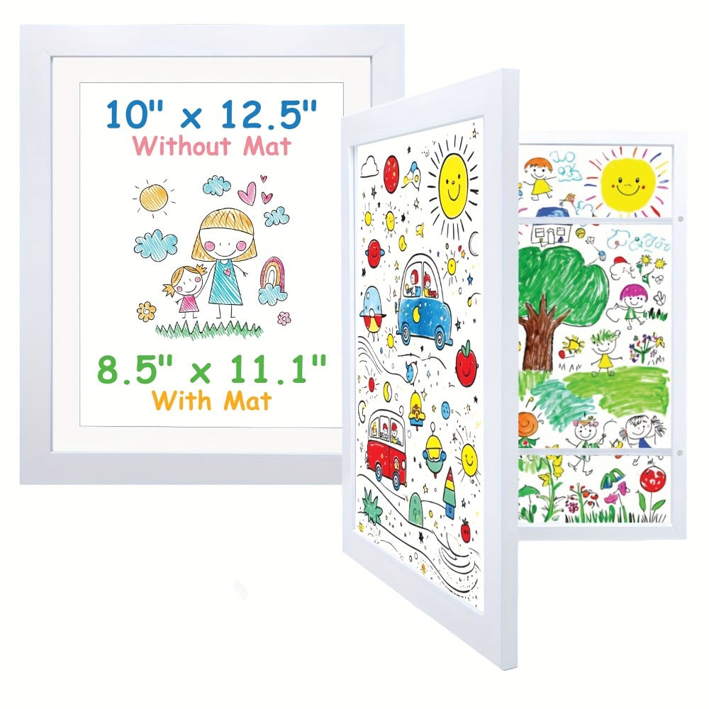 Kids Artwork Frame Front Opening Changeable 8.5x11 Children Art Display Picture Frame Holds 100+ Pieces for Drawing Crafts Photos 2 Pack 4 Pack Wood White - product image 11