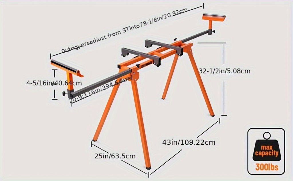 Miter Saw Stand with 78-1/8" Sliding Rail – 3-Step Quick Fold, 22LB Lightweight, 330LB Capacity, Universal Fit for DeWalt Makita Bosch & Most Miter Saw Brands - product image 12