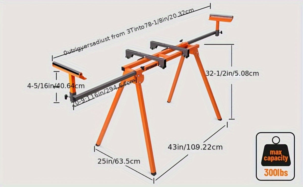 Miter Saw Stand with 78-1/8" Sliding Rail – 3-Step Quick Fold, 22LB Lightweight, 330LB Capacity, Universal Fit for DeWalt Makita Bosch & Most Miter Saw Brands - product image 12