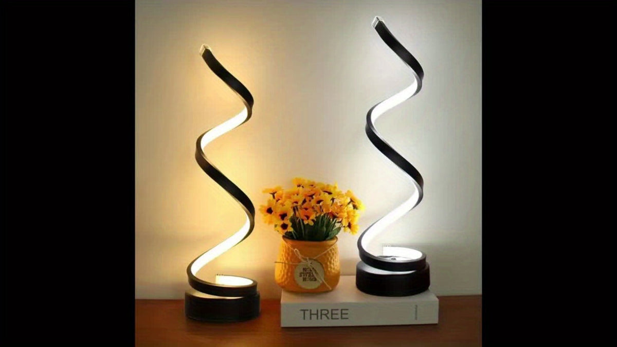 Dimmable Spiral Table Lamp with Touch Control & USB-C Charging Port, 3-Way Brightness Bedside Nightstand Lamp, Modern Minimalist LED Desk Lamp for Bedroom Living Room, Black & Whit - product image 21