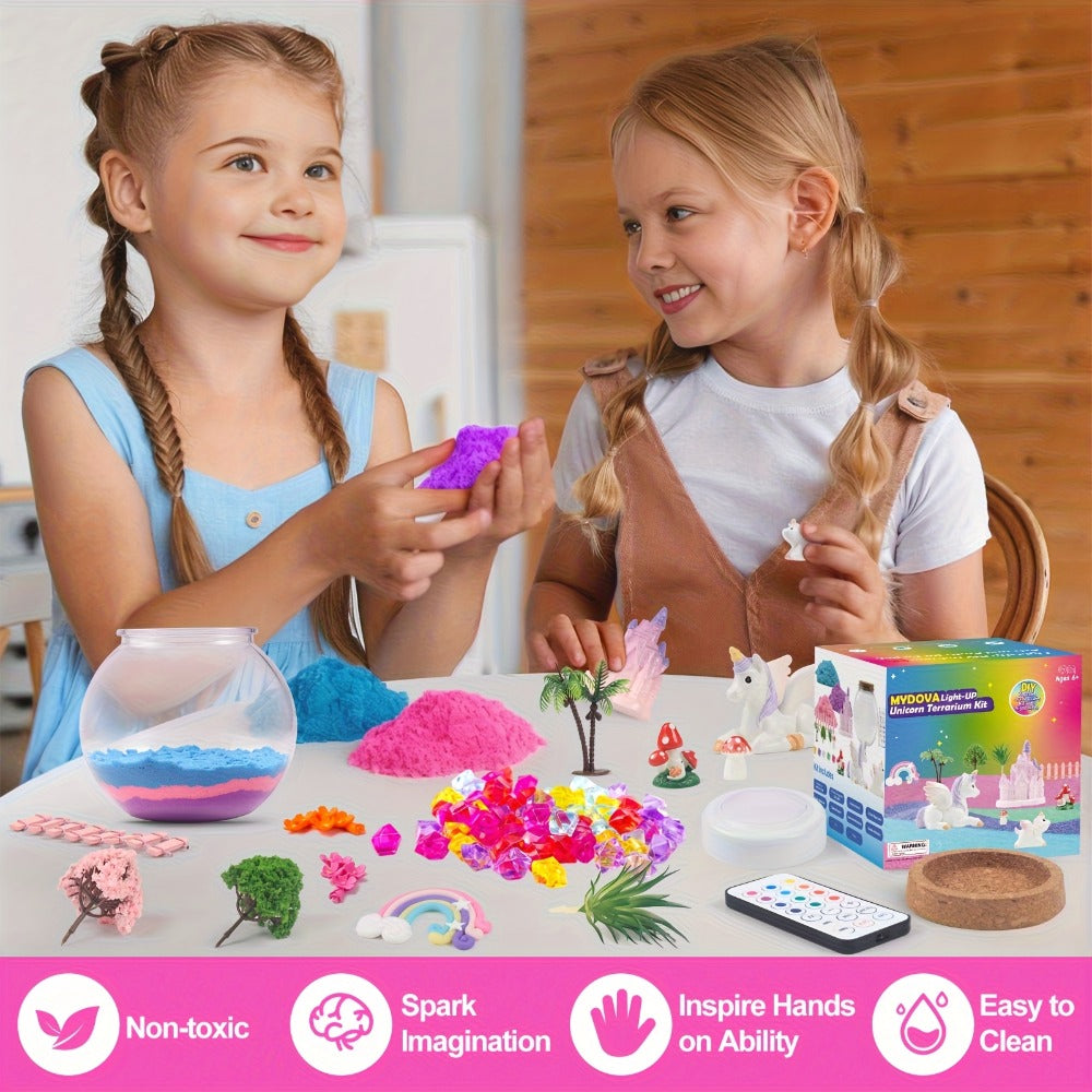 Build Your Own Magic Garden with 13-Color LED Night Light & Remote, Arts Crafts STEM Toy Kids Ages 6+, Birthday Christmas Gift Girls – DIY Unicorn Terrarium - product image 6