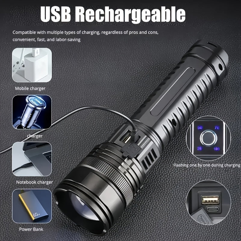 Zoomable COB Flashlight 5 Modes USB Rechargeable Power Bank with COB Tail Light for Camping Hiking Emergency Outdoor Adventures - product image 5