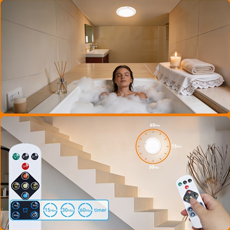 2pcs Rechargeable LED Induction Ceiling Light, 3-speed Lighting Mode, Motion Sensor With Remote Control, Magnetic Design, Easy Installation, 5500mAh Large - product image 8