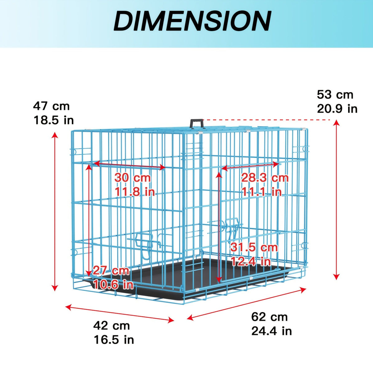 Dog Crate Foldable Metal Wire Dog Cage with Divider Panel & Leak-Proof Tray | Indoor Outdoor Dog Kennel for Small Medium Dogs, Rabbits & Small Animals - product image 10