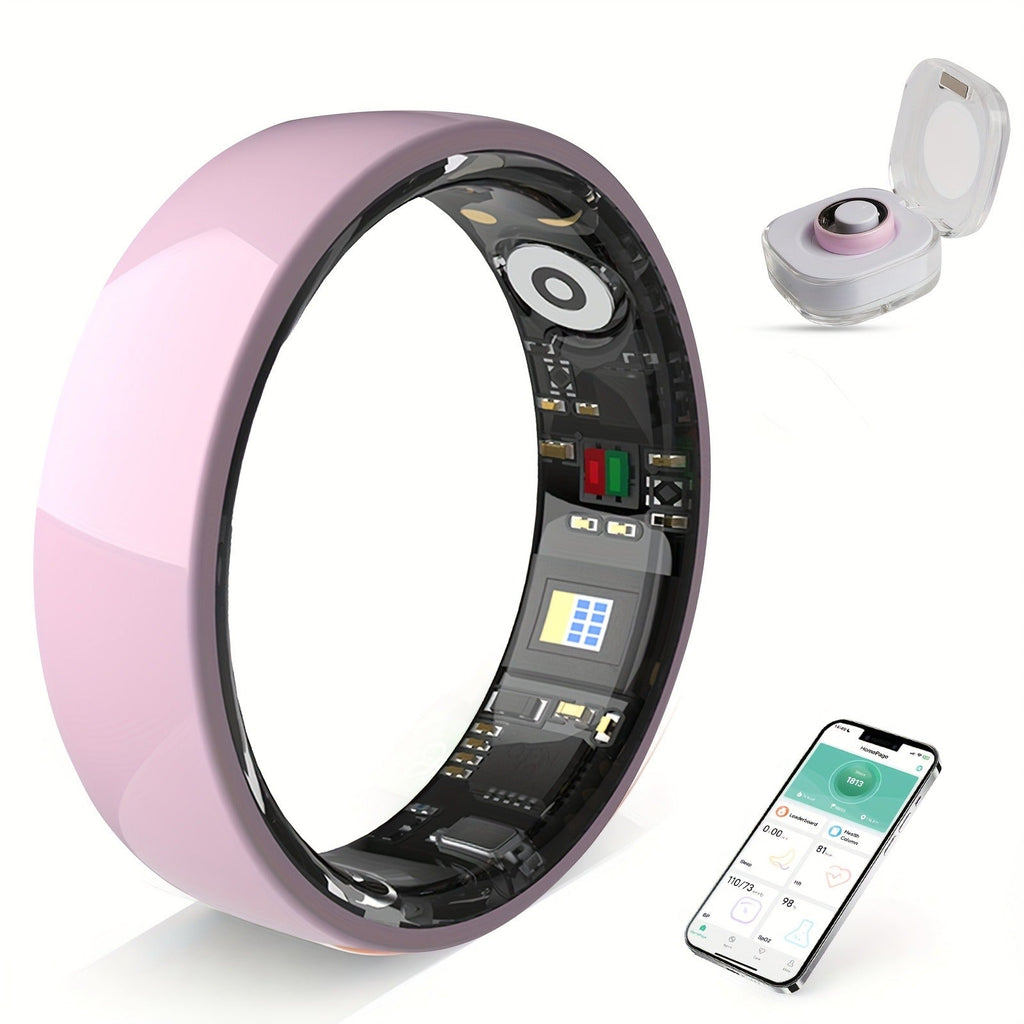 Fitness Tracker Smart Ring | Men & Women Sizes 7 | IP68 Waterproof, Sleep & Step Monitor, Crystal Charging Case, Stainless Steel | 13 - product image 33