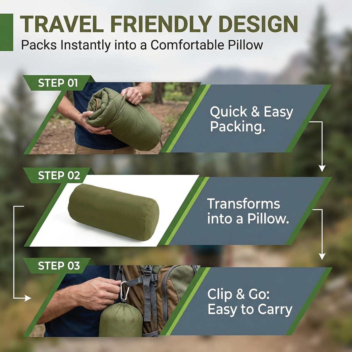 Puffy Camping Blanket Foldable Lightweight Water Resistant with 3D Eye Mask – DWR Coated Outdoor Blanket for Camping, Hiking, Travel, Beach, Stadium & Car, Warm Packable Throw in 4 Colors, 55" x 78"