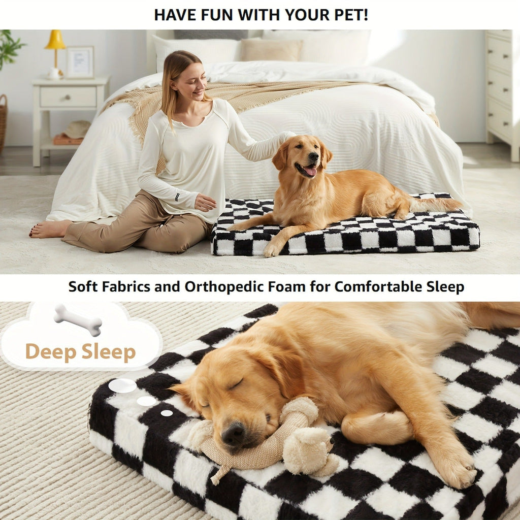 Non-Slip Bottom, Black & White Plaid, Soft Memory Foam Dog Sofa Bed for Small Medium Large Dogs, S M L XL XXL Sizes – Orthopedic Dog Bed with Removable - product image 16