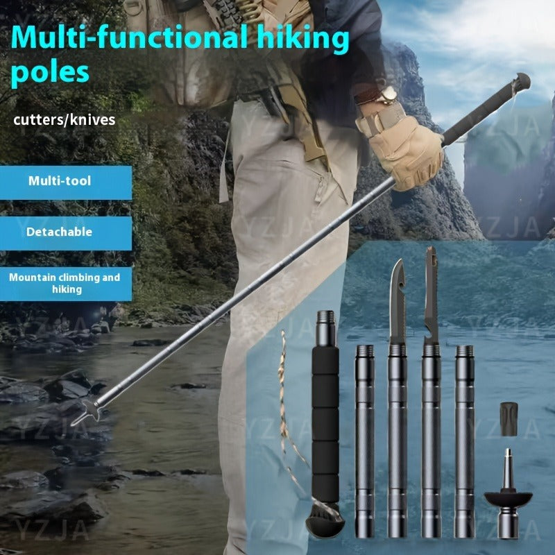 7-in-1 Tactical Hiking Staff | Adjustable Aluminum Alloy Mountaineering Stick with Compass, Fire Starter, Saw, Screwdriver & Pliers | Multi-Tool Walking Pole - product image 13